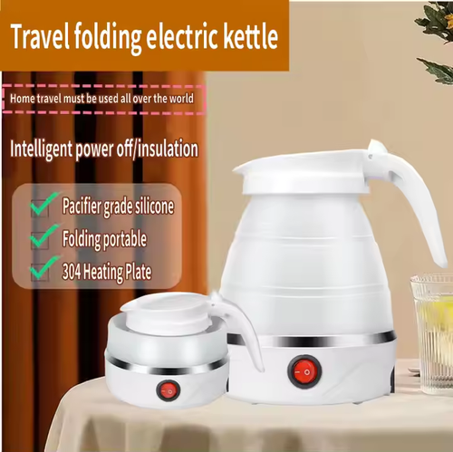 Travelling Folding Kettle Electric Silicone Foldable Water Kettles Compression Leak Proof Portable Mini Kettle 600ml Household