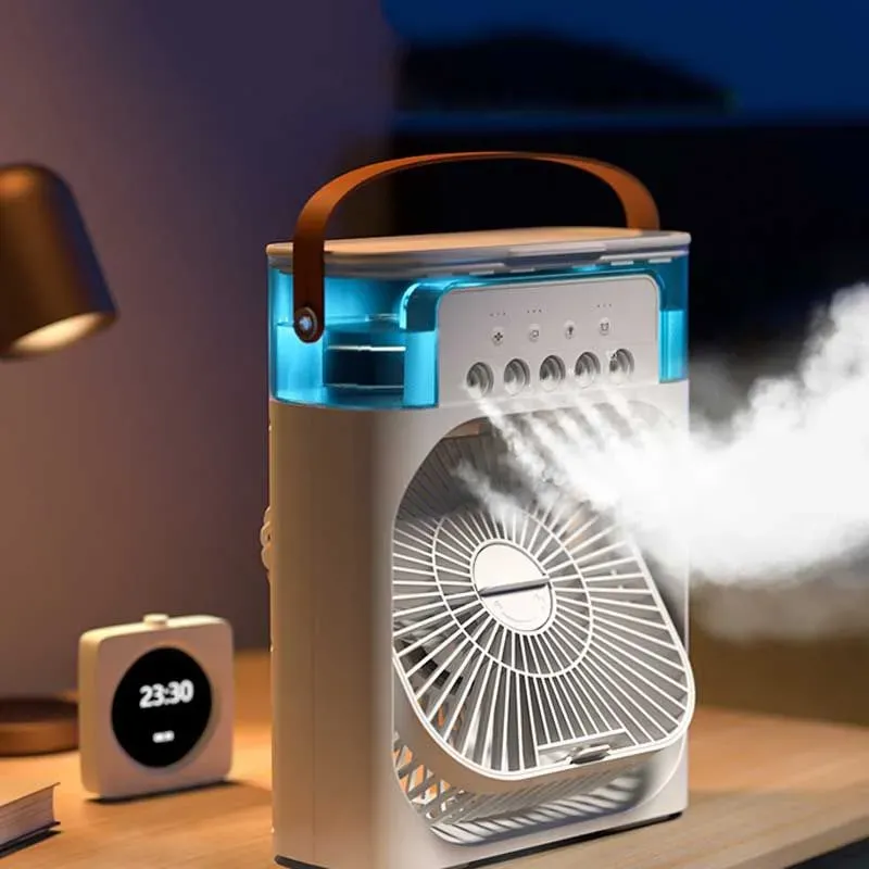 Water Mist Spray Fan, High Grade White Water Cooled Fan Portable for Tabletop