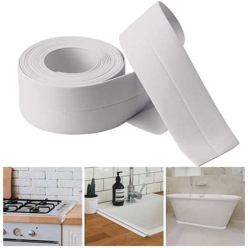Self Adhesive Tub and Wall Peel Caulk Strip Sealer Sealant Tape PVC Sealant Strip Bath & Kitchen Caulking Tape White Caulk Tape