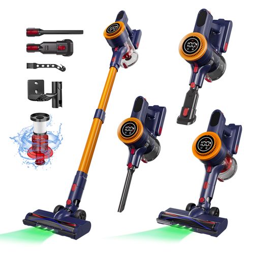 Cordless Vacuum Cleaner - High Power, Large Capacity, Long-Lasting Battery, Quiet Operation with LED Display, 8-in-1 Multifunctional, Extendable Pole, Powerful Suction for Home & Pet Hair, Includes Wall Mount, Wireless, Silent Rechargeable 复制