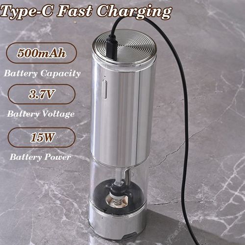 New Design Automatic Salt and Pepper Grinder Set with 6 Levels External Adjustable USB Rechargeable Electric Pepper Grinder