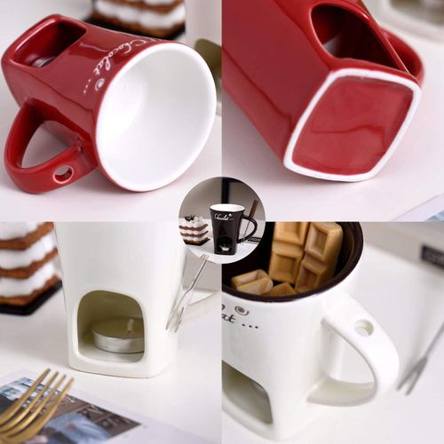 Chocolate Fondue Mug Ceramic Melting Mug Fondue Coffee Cup Melting Fondue Mug for Chocolate Cheese Butter 130 ml
