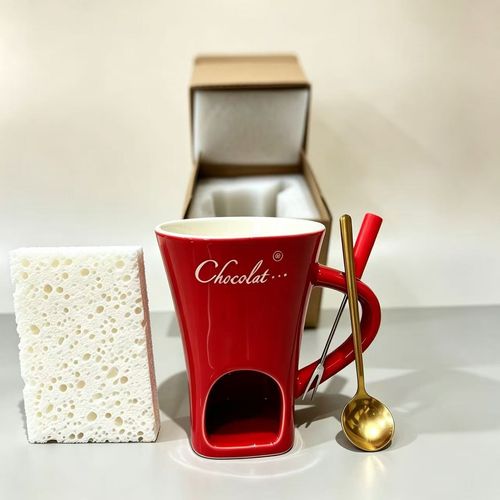 Chocolate Fondue Mug Ceramic Melting Mug Fondue Coffee Cup Melting Fondue Mug for Chocolate Cheese Butter 130 ml