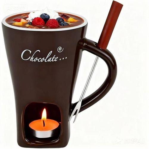 Chocolate Fondue Mug Ceramic Melting Mug Fondue Coffee Cup Melting Fondue Mug for Chocolate Cheese Butter 130 ml