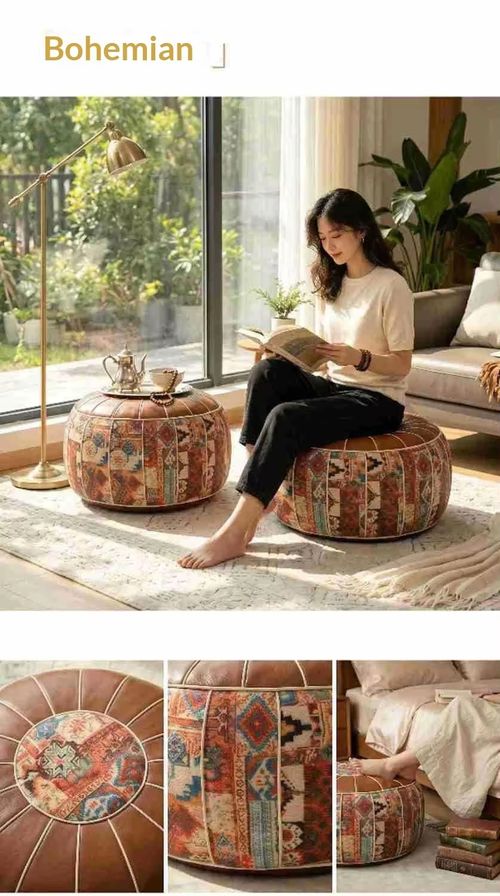 Lazy Sofa Leather Stool Storage Seat Ottoman Classical Chinese Style Multi-function Clothes Round Drum Stool Footstool