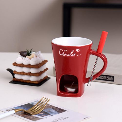 Chocolate Fondue Mug Ceramic Melting Mug Fondue Coffee Cup Melting Fondue Mug for Chocolate Cheese Butter 130 ml