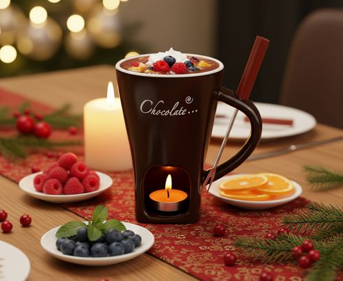 Chocolate Fondue Mug Ceramic Melting Mug Fondue Coffee Cup Melting Fondue Mug for Chocolate Cheese Butter 130 ml