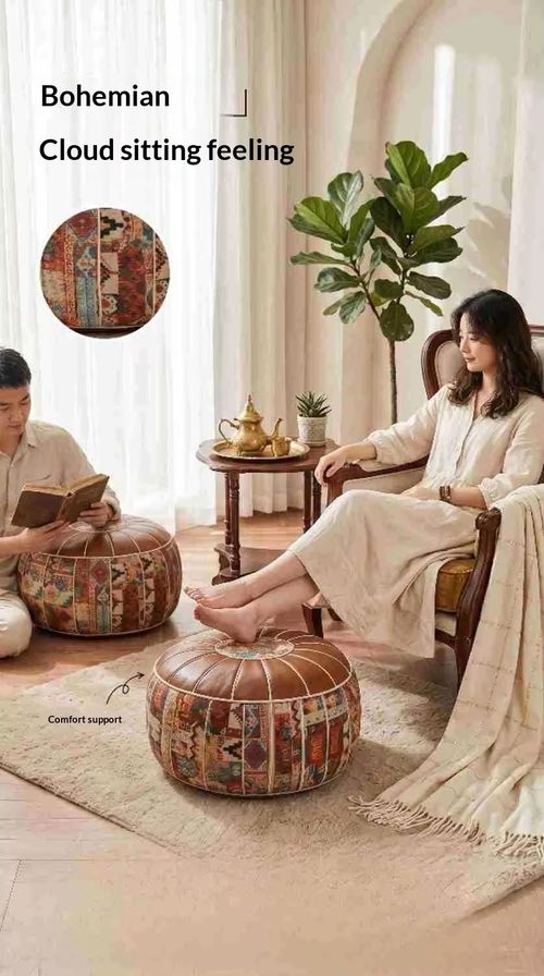 Lazy Sofa Leather Stool Storage Seat Ottoman Classical Chinese Style Multi-function Clothes Round Drum Stool Footstool