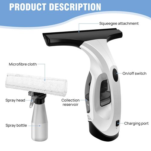Cordless Window Cleaning Vacuum Rechargeable Electric Window Vacuum Cleaner