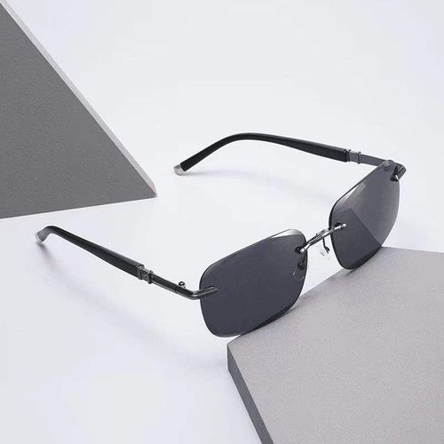 Luxury Rimless Square Sunglasses - Premium UV - Protected Eyewear for Sophisticated Men & Women
