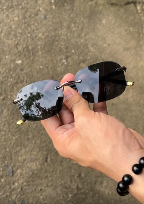 Luxury Rimless Square Sunglasses - Premium UV - Protected Eyewear for Sophisticated Men & Women