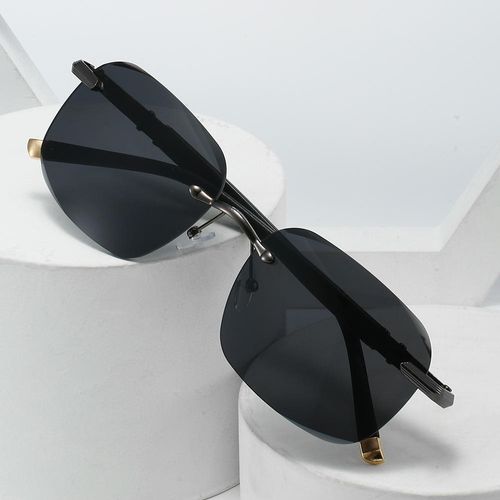 Luxury Rimless Square Sunglasses - Premium UV - Protected Eyewear for Sophisticated Men & Women