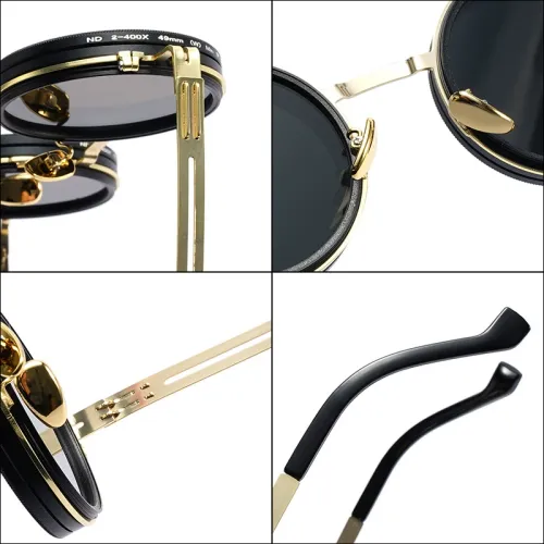 High - end Adjustable Tint Round Sunglasses with Premium Craftsmanship