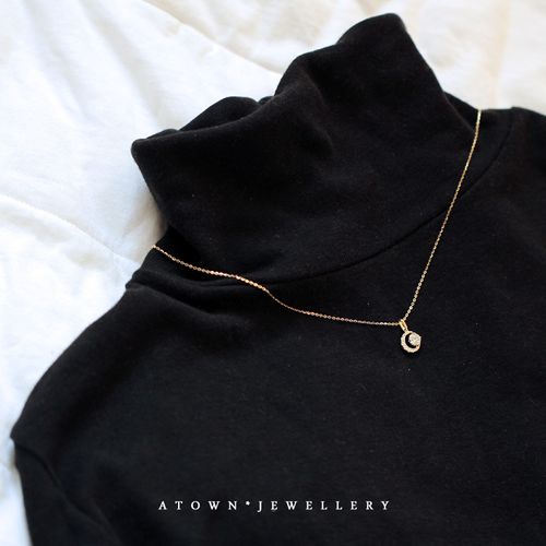 ATOWN JEWELLERY Moon Phase Zircon Pendant Necklace