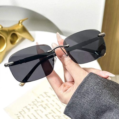 Luxury Rimless Square Sunglasses - Premium UV - Protected Eyewear for Sophisticated Men & Women