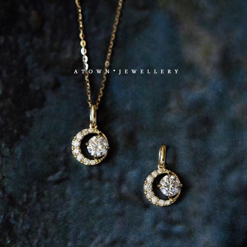 ATOWN JEWELLERY Moon Phase Zircon Pendant Necklace