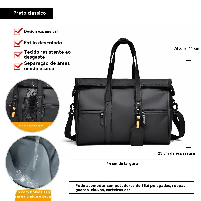 Mochila Executiva Multifuncional Preta | 34L Expansível até 41L