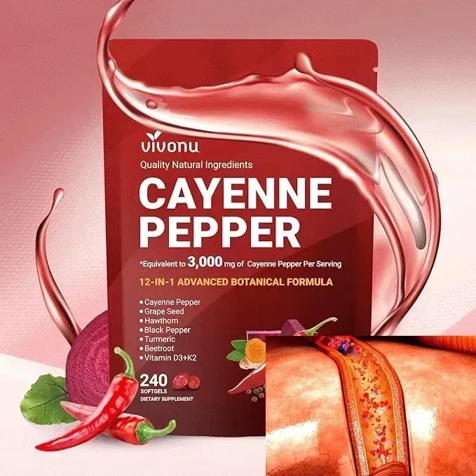 Cayenne Pepper Softgels Supplement, Supports Leg Vein, Heart and Blood Vessel Health