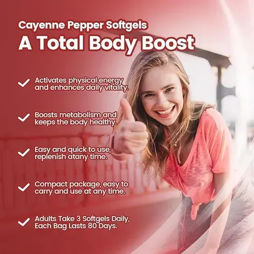 Cayenne Pepper Softgels Supplement, Supports Leg Vein, Heart and Blood Vessel Health