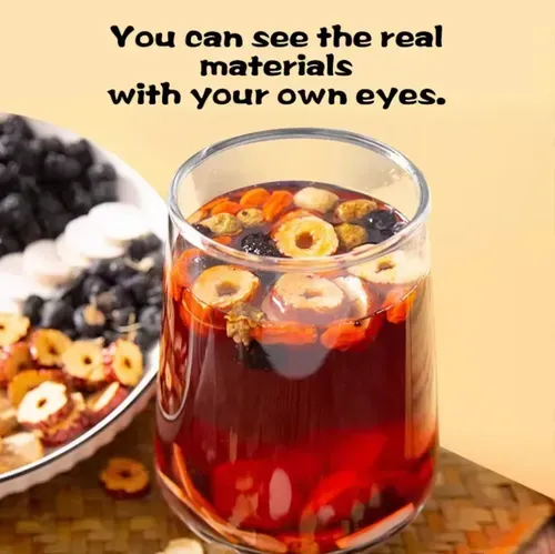 If you're tired, don't force yourself! Jiubao Rejuvenation Tea, made with 9 genuine ingredients including blackberries and goji berries, is sweet without any bitterness. It nourishes blood and boosts energy, and you can enjoy its benefits for 3 consecutive days. Place your order today and you'll receive 2 bags, which are enough for 2 weeks of use. Enjoy rejuvenation freedom! Carry it with you in individual tea bags, and it's healthier than milk tea!