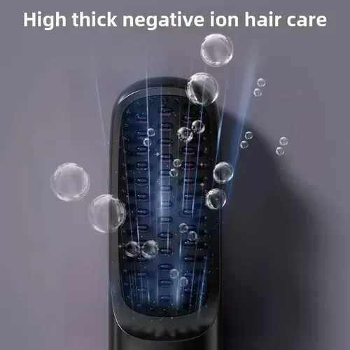Ideal for Lazy People Negative Ion Straightening Comb! The comb teeth are smooth and won't tangle your hair. The negative ions deeply nourish your hair strands. It has multiple temperature settings to suit different hair types. You can carry it on trips and travels. Easily achieve smooth and straight hair, saying goodbye to frizz and awkwardness!