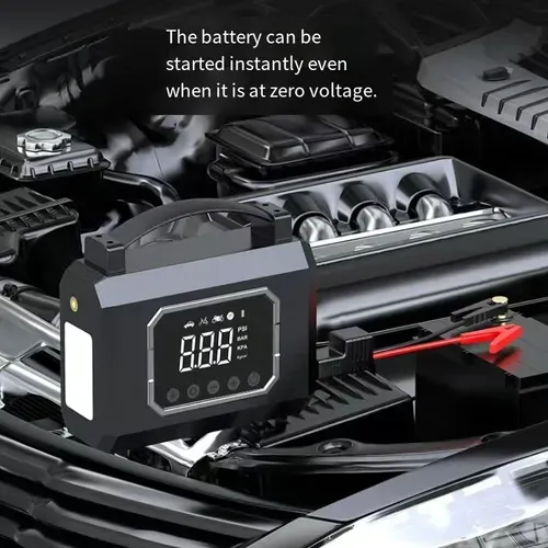 This alloy cylinder on-board power-assisted inflation machine integrates power-on start-up and precise inflation functions. The alloy cylinder has powerful power, intelligent digital display for automatic inflation and stop, and also comes with emergency lighting. It is suitable for various scenarios, portable and durable. It is a powerful emergency tool for car owners to deal with low power and air shortage situations.