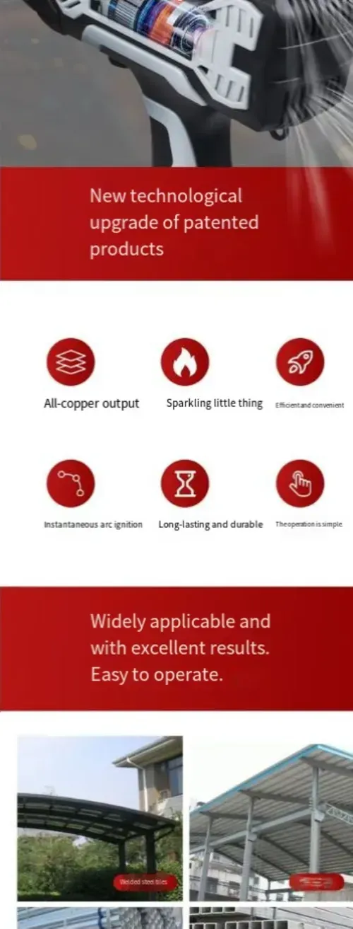 Industrial-grade handheld welding machine, with ergonomic design for portability and ease of operation. The arc is stable, the molten depth is sufficient, it is fully copper-compatible, and the ignition is quick. Multiple protective measures ensure safety and reliability. The accessories are complete and ready to use upon opening the box. It is an efficient welding tool for metal processing and equipment maintenance scenarios.