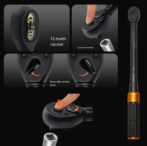 8-piece torque wrench, adjustable torque, with audible click when reaching the limit, preventing loosening or damaging parts. Includes multiple-sized wrenches + conversion heads, suitable for auto repair, home improvement and other scenarios, with anti-slip and durable design. Comes with a storage box for easy portability and convenient storage. Suitable for both professional workers and DIY enthusiasts, providing precise and efficient operation, eliminating the need to rely on intuition.