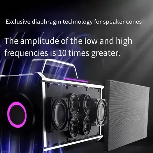 Thunderous Sound Dual-Microphone Audio System - A multi-functional party gadget that doubles as a speaker, dual-microphone karaoke device, and ambient light. It features exclusive heavy bass amplification that doubles the sound field, with rhythmic colored lights. The handle makes it portable, has sufficient battery life, and is compatible with various external playback scenarios. It saves space while providing maximum enjoyment.