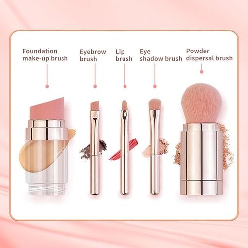 🎁Special Offer Items 80% Off🎁5 in 1 Retractable Makeup Brush for Travel Loose Powder Brush Eyeshadow Beauty Sponge Portable Makeup Brushes Sets👄👄