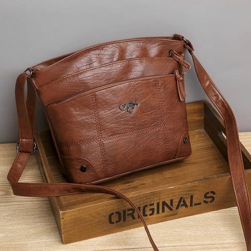 (🎅Christmas Special Price)Soft Leather Messenger Multi Pocket Large Capacity Shoulder Bag