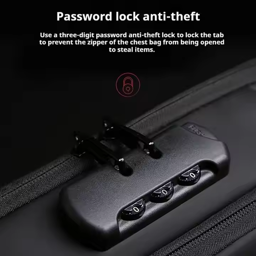 Large Capacity Waterproof PU Leather Anti-Theft Lock Outdoor Sports Multifunction Men Crossbody Sling Chest Bag with USB