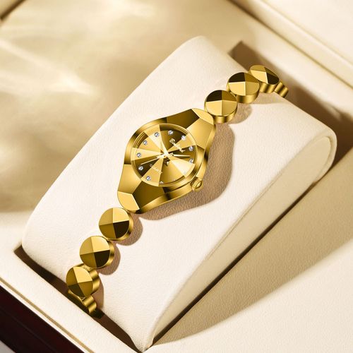 Womens Waterproof Versatile Quartz Watch with Elegant Bracelet Design, Chic Ins Style High-End Lightweight Ice Out Watch