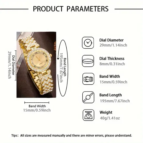 New fashion ladies watch set - advanced personalized diamond-set small square watch + rhinestone jewelry 💕