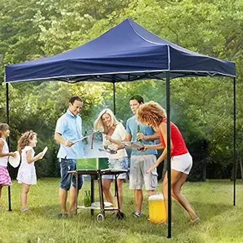 CROWN SHADES 10x10 Canopy Tent, Pop Up Beach Tent for Outdoor Shades with Wheeled Bag, 8 Stakes, 4 Ropes