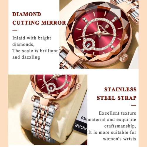 🎁Special Offer Items 80% Off🎁POEDAGAR Luxury Diamond Dress Ladies Watch High Quality Waterproof Rose Gold Luminous Stainless Steel for Women Quartz Watches