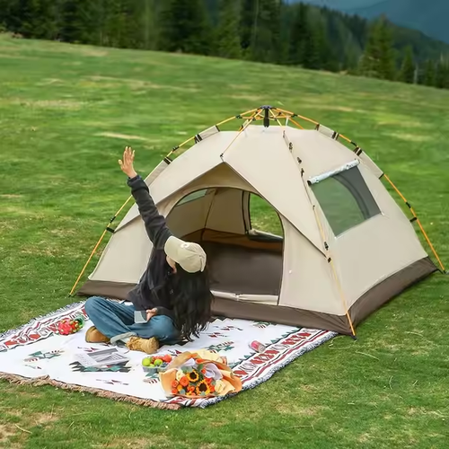 Best Selling Outdoor Fully Automatic 3-4 Tent Oxford Fabric Black Coated Automatic Tent Adult Children Camping Tent👩‍👩‍👧‍👦