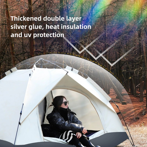 Best Selling Outdoor Fully Automatic 3-4 Tent Oxford Fabric Black Coated Automatic Tent Adult Children Camping Tent👩‍👩‍👧‍👦