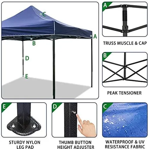CROWN SHADES 10x10 Canopy Tent, Pop Up Beach Tent for Outdoor Shades with Wheeled Bag, 8 Stakes, 4 Ropes