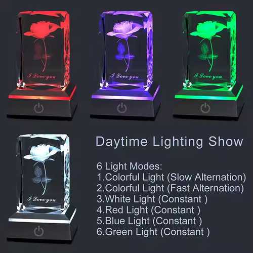 🎁Special Offer Items 80% Off🎁3D Crystal Square Rose Crystal with LED Night Light Christmas. Valentine's Day. Mother's Day. Birthday. Anniversary. Gift