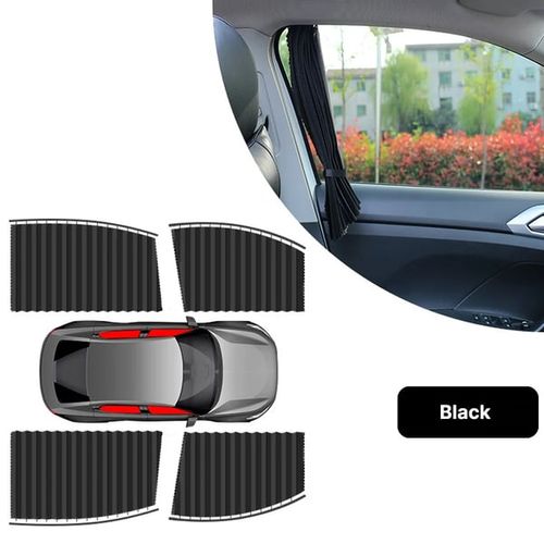 Car Window Sun Shades Pleated Fabric Curtains for Side Windows, Foldable Removable Design, 4 Pack Set