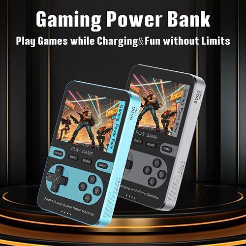 (🎅Christmas Special Price)2 in 1 Handheld Video Game Console Built-in 500 Classic Mini Games with 5000mAh Battery Pack Magnetic Power Bank Wireless Charger