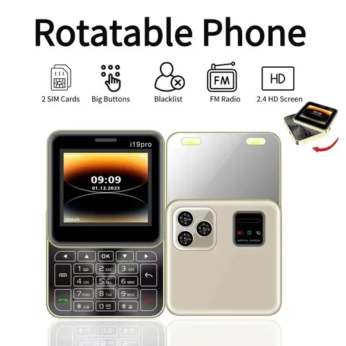(🎅Christmas Special Price)i19 Pro Rotate Phone 2.4 Inch Screen Plating Bezel MTK Motherboard GSM2G Network