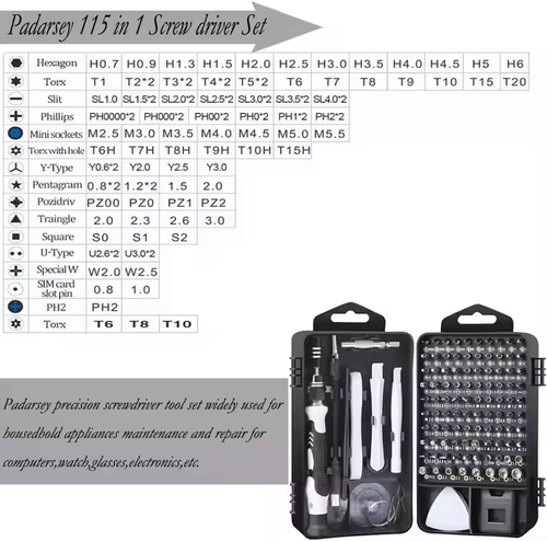 Precision Screwdriver Set 115-in-1 Repair Kit with Cell Phone Magnetic Driver Kit