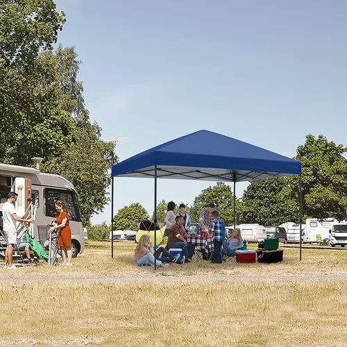 CROWN SHADES 10x10 Canopy Tent, Pop Up Beach Tent for Outdoor Shades with Wheeled Bag, 8 Stakes, 4 Ropes