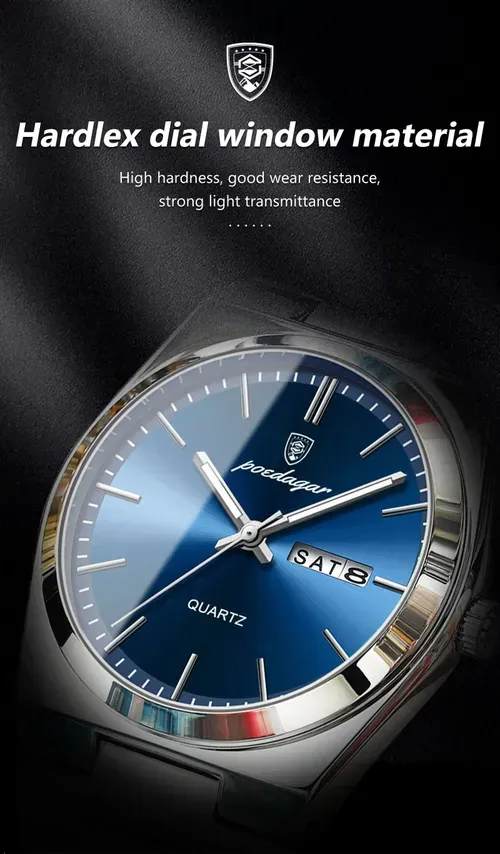 (🎅Christmas Special Price)Poedagar 930 Top Brand Luminous Hand Quartz Watch Men Fashion Business Calendar Watch Luxury Stainless Steel Watch