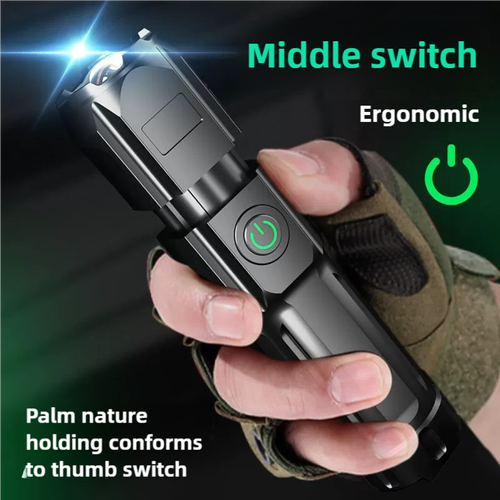 Zoom special forces flashlight strong rechargeable home outdoor portable durable long-distance shooting super bright LED flashlight