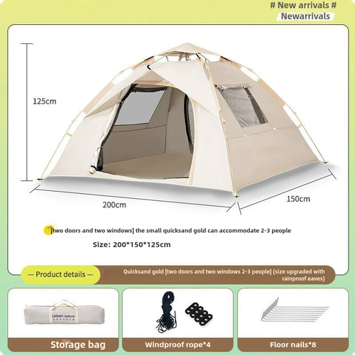 Best Selling Outdoor Fully Automatic 3-4 Tent Oxford Fabric Black Coated Automatic Tent Adult Children Camping Tent👩‍👩‍👧‍👦
