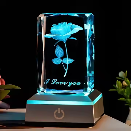 🎁Special Offer Items 80% Off🎁3D Crystal Square Rose Crystal with LED Night Light Christmas. Valentine's Day. Mother's Day. Birthday. Anniversary. Gift