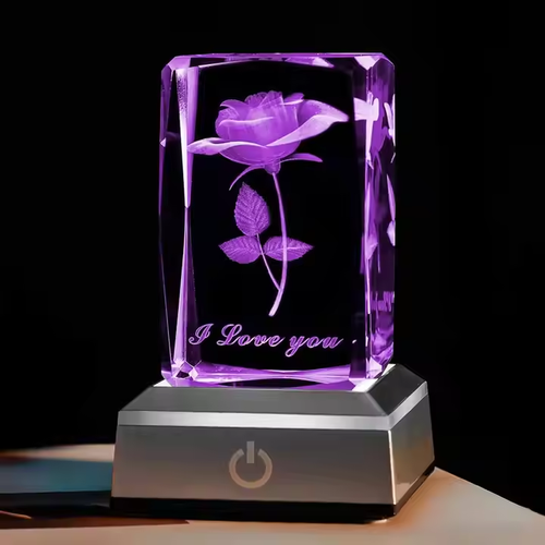 🎁Special Offer Items 80% Off🎁3D Crystal Square Rose Crystal with LED Night Light Christmas. Valentine's Day. Mother's Day. Birthday. Anniversary. Gift